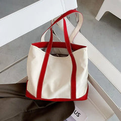 Solid Canvas Shopping Tote Bag - Golden Atelier