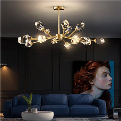 Golden Atelier crystal pop LED ceiling lights with a chrome finish and cascading crystals. 1