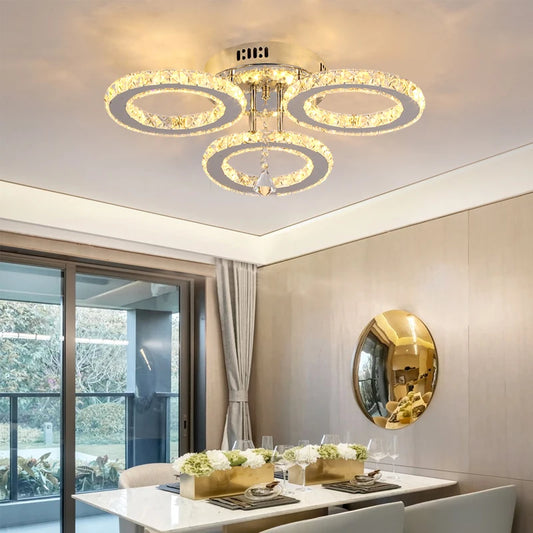 K9 Led Crystal Ceiling Lamp Smart Chandelier Pendant Ring Light
