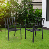 Outdoor Wrought Iron 2 pcs Backrest Dining Chairs