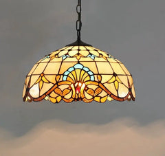 Vintage Pendant Stained Glass Hanging LED Lamp - Golden Atelier