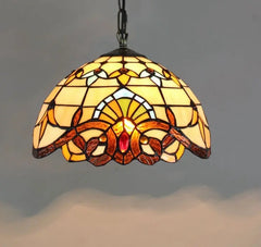 Vintage Pendant Stained Glass Hanging LED Lamp - Golden Atelier