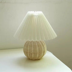 Vintage Rattan LED Table Lamp - Golden Atelier