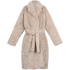 Women Thick Fluffy Faux Fur Long Trench Coat - Golden Atelier