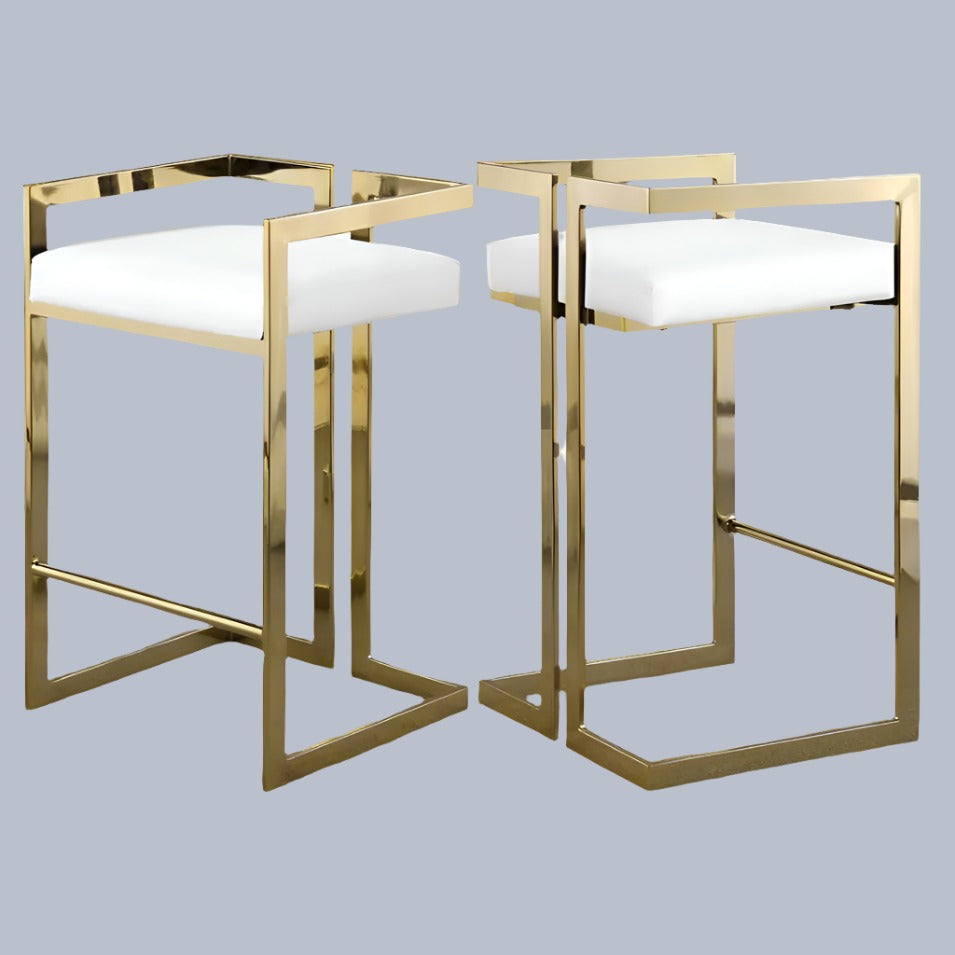 Wrought Iron Metal High Stool Home Dining Chairs - Golden Atelier