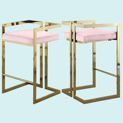 Wrought Iron Metal High Stool Home Dining Chairs - Golden Atelier