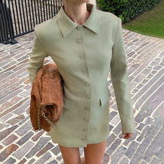 Light green A-line shirt dress for autumn outfit inspiration