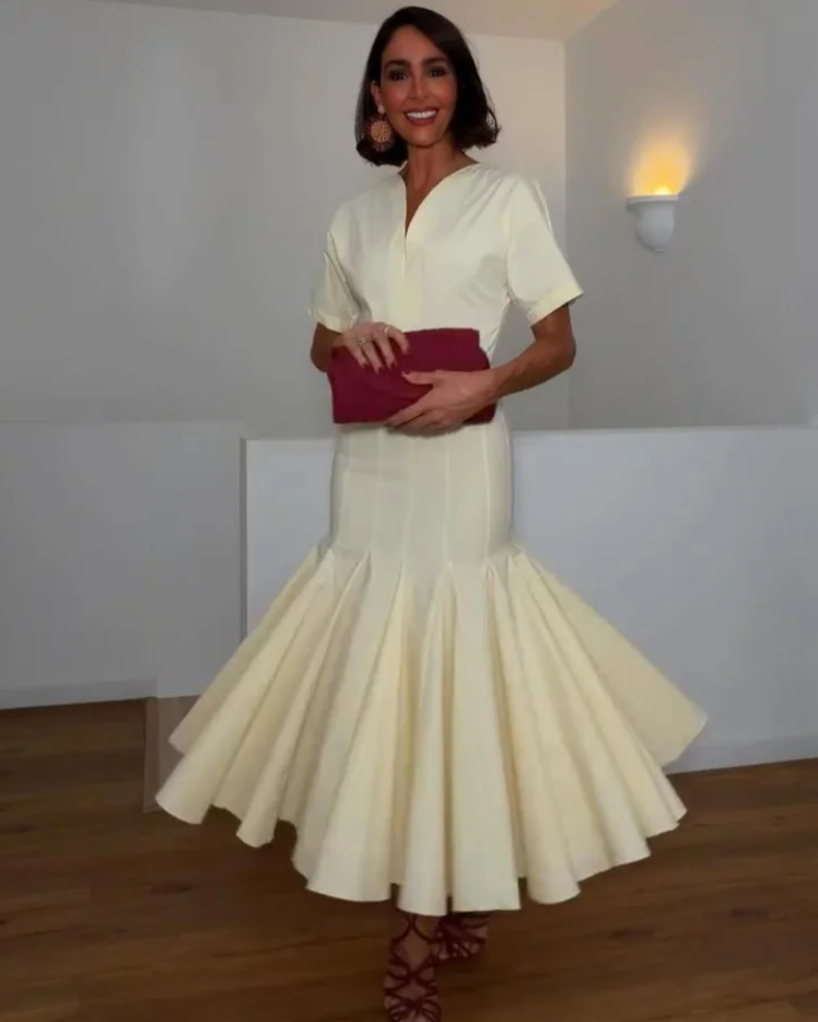 Pleated V-Neck Maxi Dress