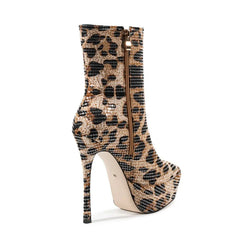 Above-ankle sequin printed short boots