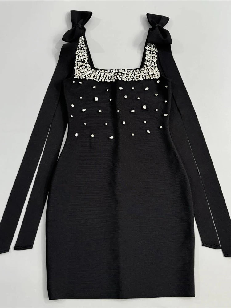 Above knee slim fit party dress with sparkling embellishments