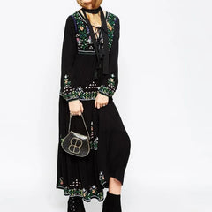 Ankle length bohemian evening dress for creative autumn events