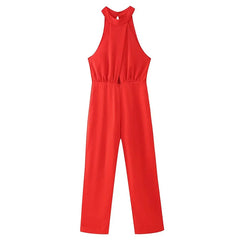 Elegant red jumpsuit for parties and evening wear
