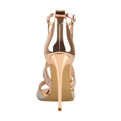 Cut out strap design gold stiletto heels for weddings