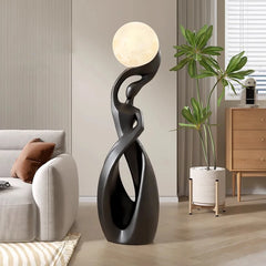 Artistic globe floor lamp as a statement piece in a living room