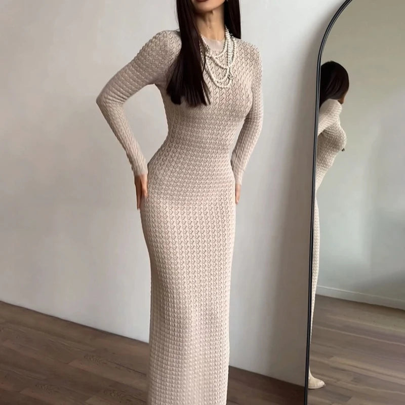 Autumn burgundy party dress worn outdoors for a seasonal look