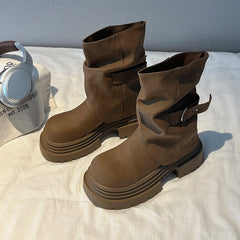 Women’s autumn winter ankle boots with buckle strap