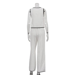   Back view of cotton trouser set with relaxed modern cut