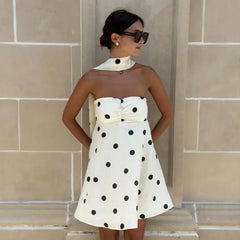 Backless halter mini dress perfect for spring brunches