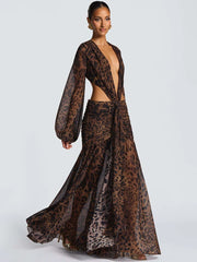 Slim fit animal print party dress for women