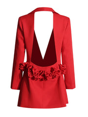 Backless long sleeve cocktail dress in red for parties