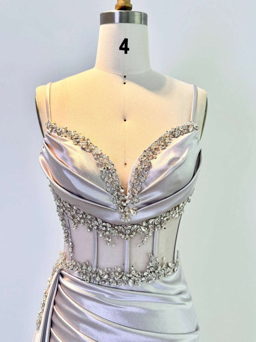 Crystal embellished evening dress with fitted mermaid shape