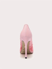 Spring autumn rose bow pointed high heel pumps