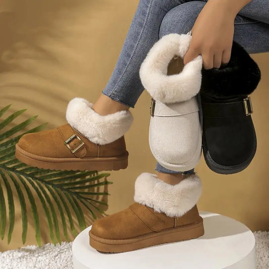 Brown casual winter boots with non slip sole