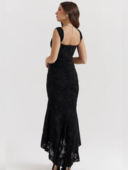 Elegant black mermaid dress with spaghetti straps
