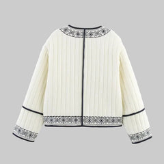 Black and white geometric office jacket styled for work looks