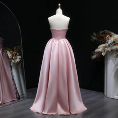 Full-length satin A-line formal gown with soft drape and clean hem