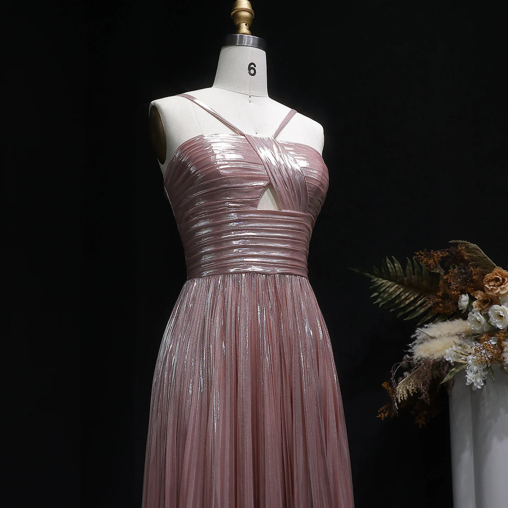 Airy tulle formal gown with natural waist and clean A-line drape