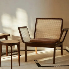 Modern boho rattan wicker chair in natural finish