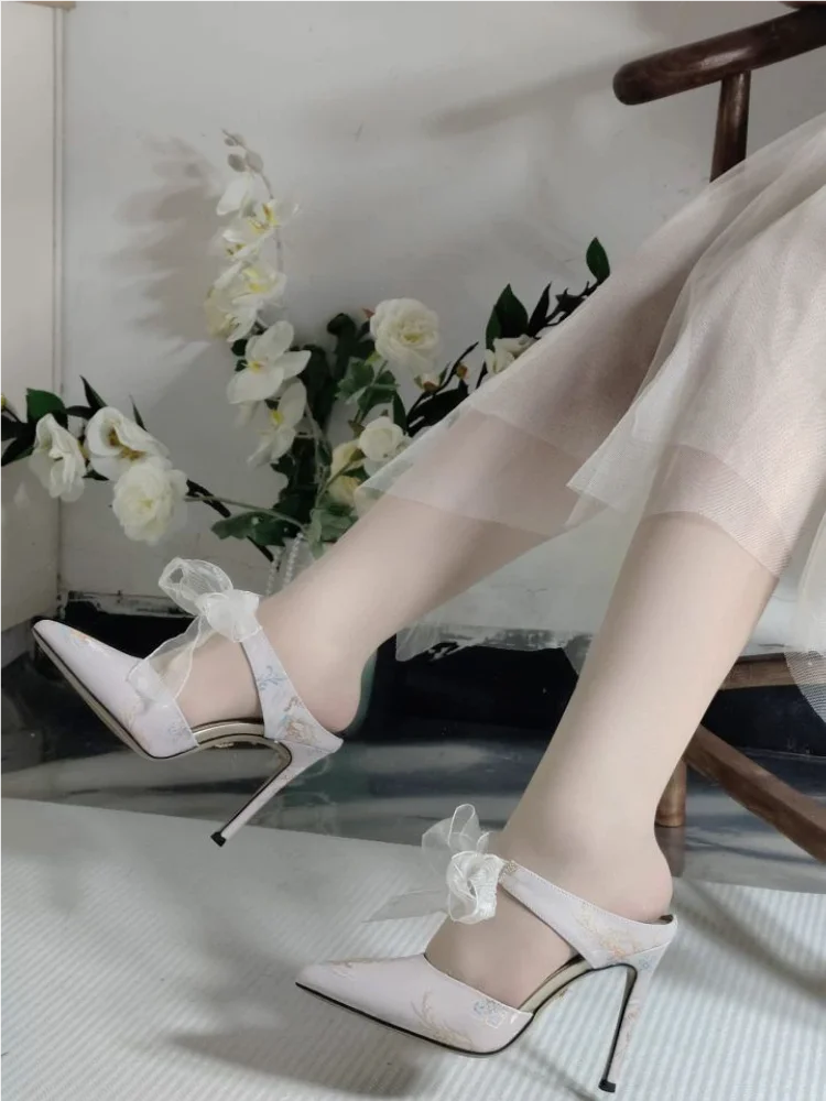 Bridal bow wedding mules for women designed for summer events