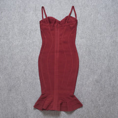 burgundy trumpet midi cocktail dress for weddings