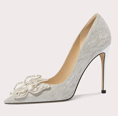 Women’s pointed toe sequin high heels for weddings
