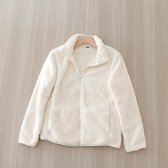 Casual plush outerwear in white for autumn and winter