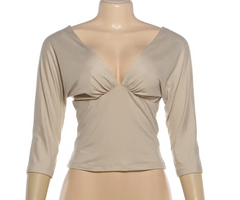 Deep V-Neck Three Quarter Sleeve Top