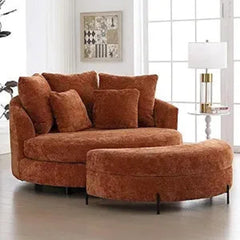 close-up of soft chenille fabric and accent pillows

