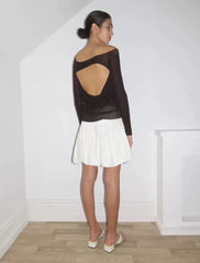 High stretch knit blouse with open shoulder design