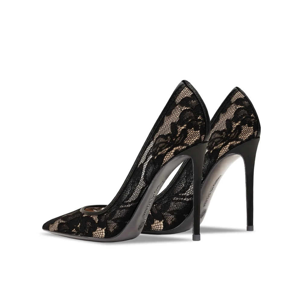 Classic black gala event pumps with pointed toe for timeless style