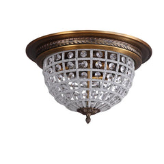 Classic vintage dome hall lamp with hand-forged bronze and sparkling glass