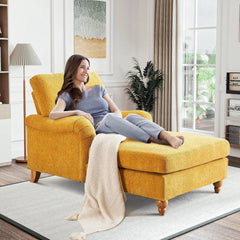close-up of chenille fabric and foam seat on adjustable lounge chair
