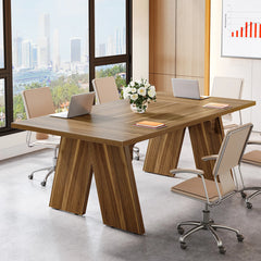 close-up of thickened wood frame and deep desktop
