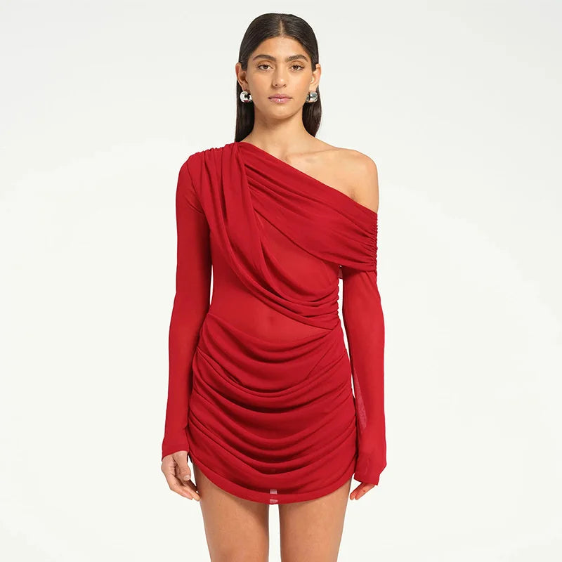 Cocktail red mini dress perfect for date night and modern celebrations