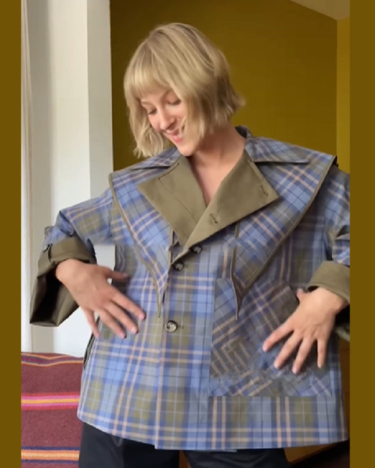 Colorful button plaid jacket designed for casual layering and events