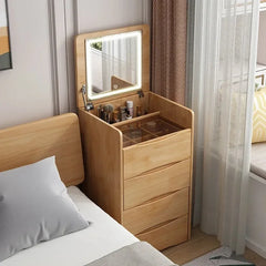 Compact dresser-vanity combo styled in a modern bedroom