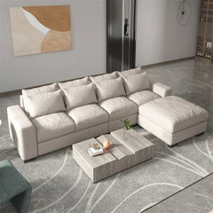 Contemporary 3-seater fabric sofa with wood frame
