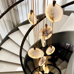 Contemporary multi-globe entryway light for high ceilings