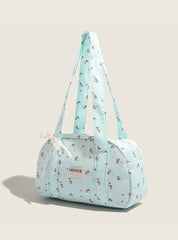 Large capacity cottagecore tote bag with floral pattern and soft straps