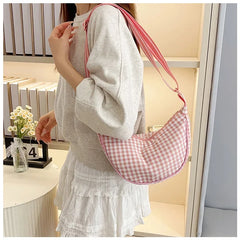 Pastel gingham summer shoulder purse for women